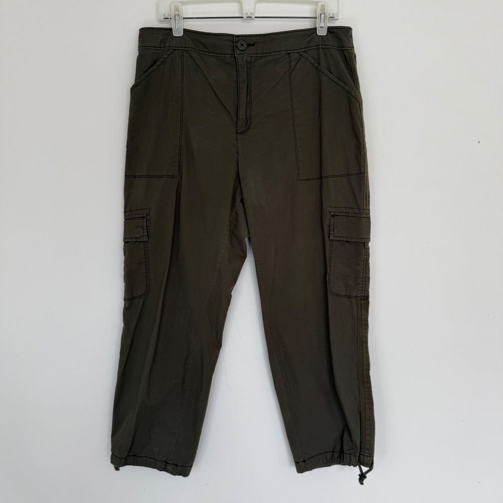 Social Standard by Sactuary Womens Cargo Capri Pants XL Olive‎ Green Summer